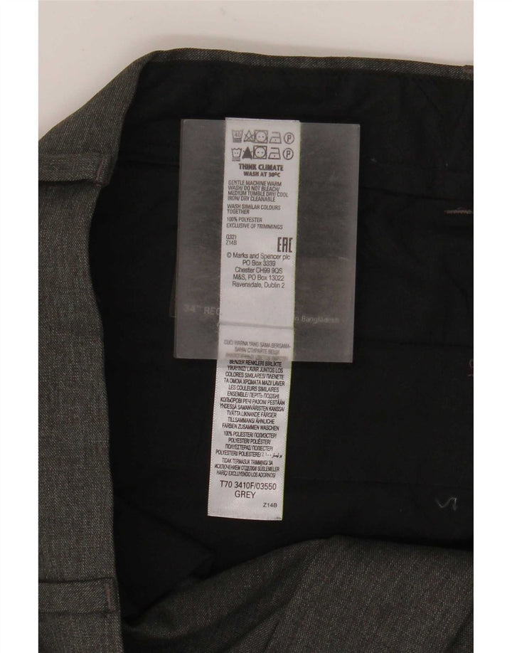 Marks & Spencer Herren Slim Fit Chinohose W34 L31 Grau Polyester