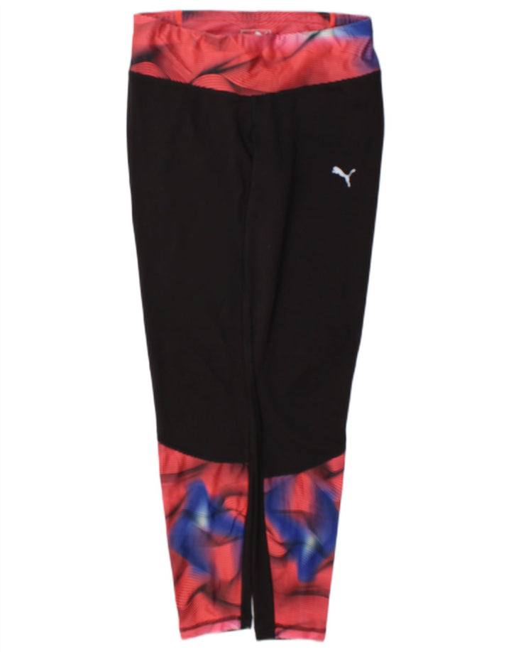 Puma Damen Leggings UK 12 Medium Schwarz Geometrisch