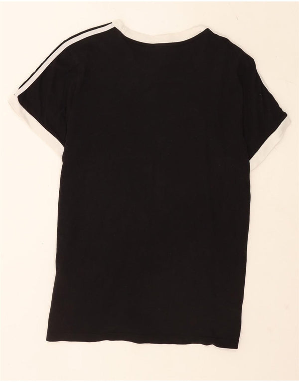 Adidas Damen T-Shirt Top UK 16 Large Schwarz Baumwolle
