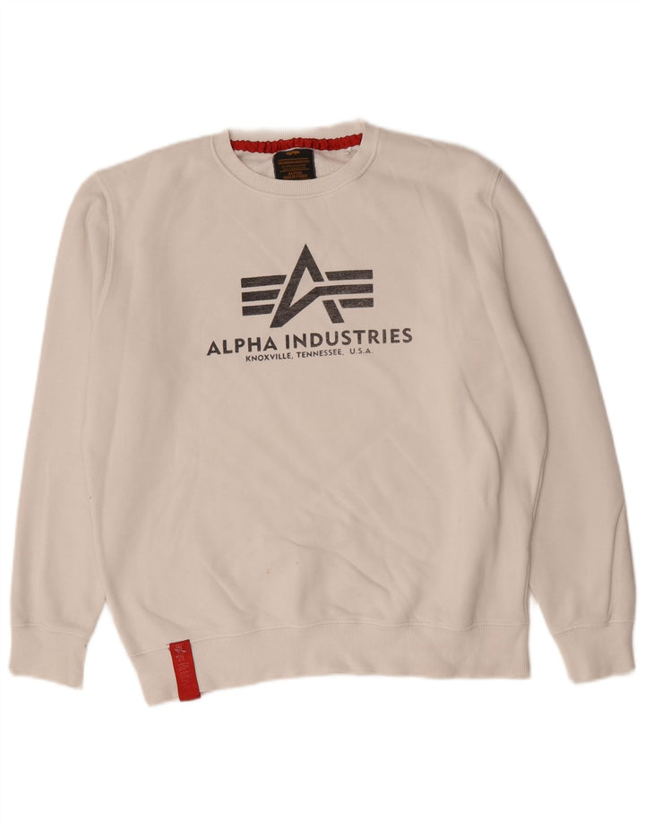 Alpha Industries Herren-Sweatshirt mit Grafik, groß, aus weißer Baumwolle