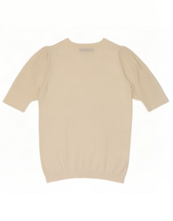 Marks & Spencer Womens T-Shirt Top UK 12 Medium Off White Viscose