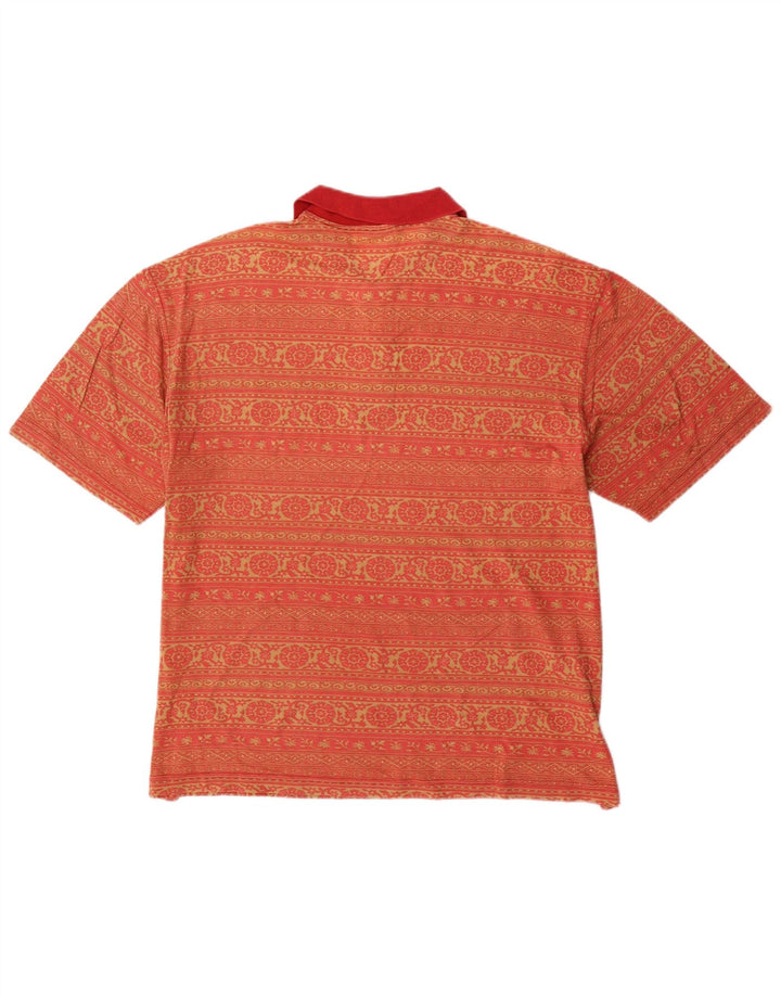 DIADORA Herren Poloshirt UK 42 Großes rotes Paisleymuster