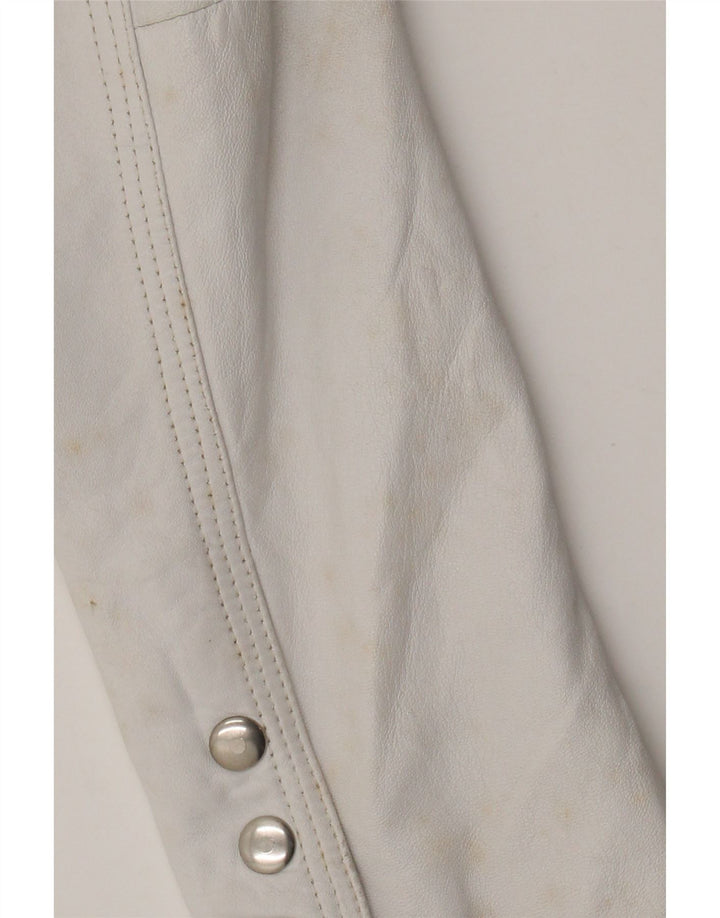 Vintage Damen Leder Blazer Jacke IT 44 Mittelweißes Leder