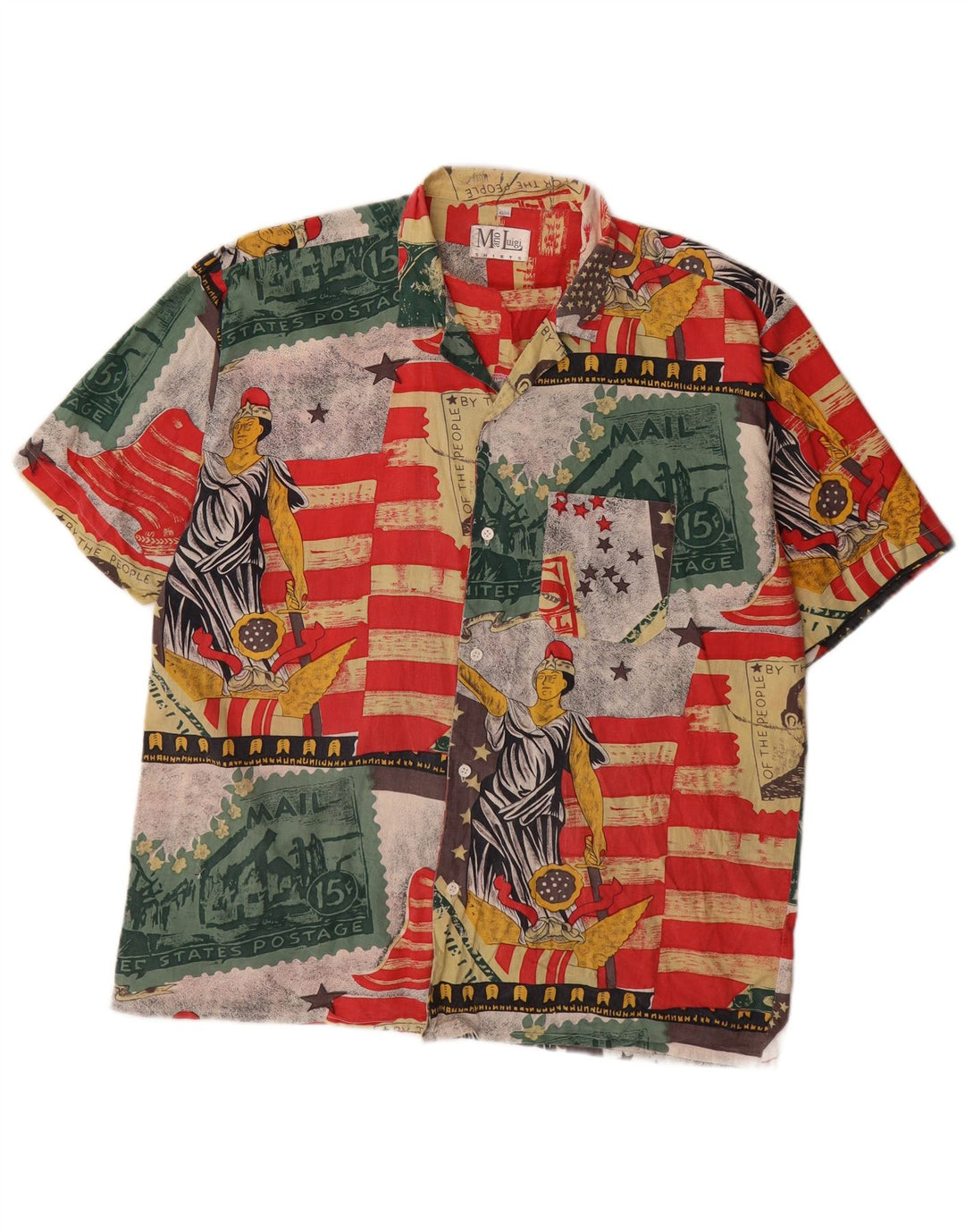 Vintage Herren Hemd mit abstraktem Muster, Größe 43/44, groß, mehrfarbig