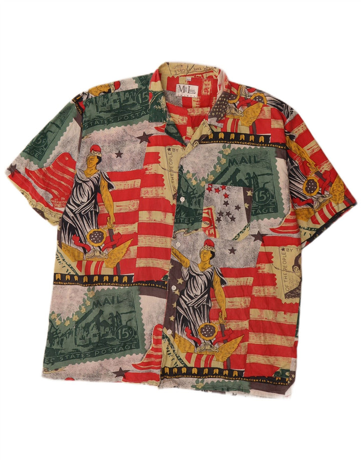 Vintage Herren Hemd mit abstraktem Muster, Größe 43/44, groß, mehrfarbig