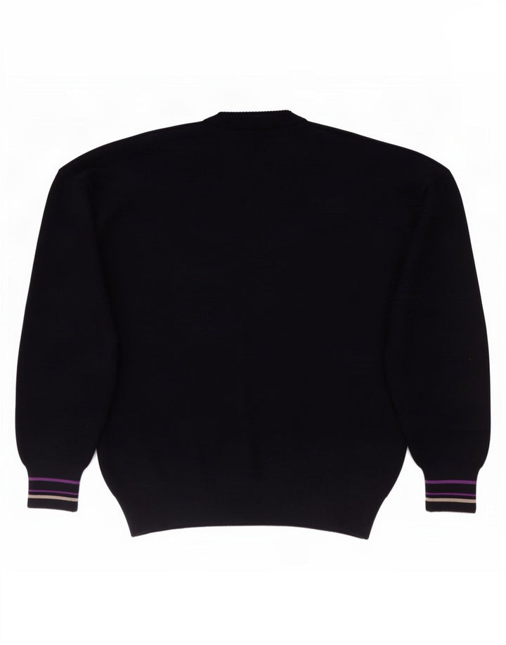 Il Granchio Herren-Pullover mit V-Ausschnitt, mittleres Marineblau, Argyle-/Diamant-Wolle