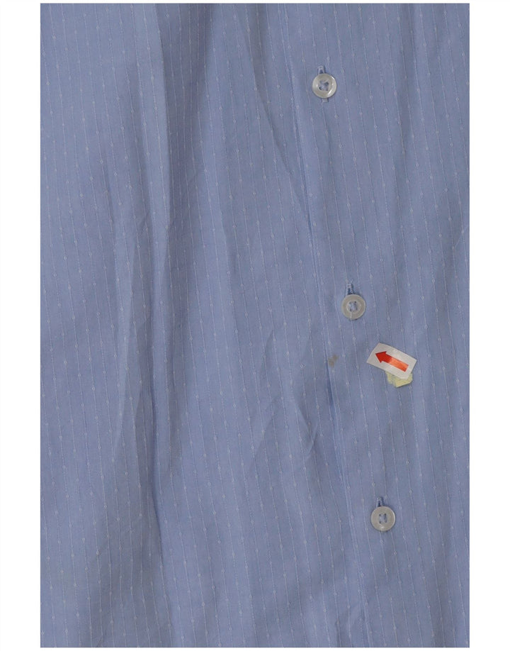 BENETTON Jungen-Hemd, 13–14 Jahre, 3XL, blaue Nadelstreifen-Baumwolle