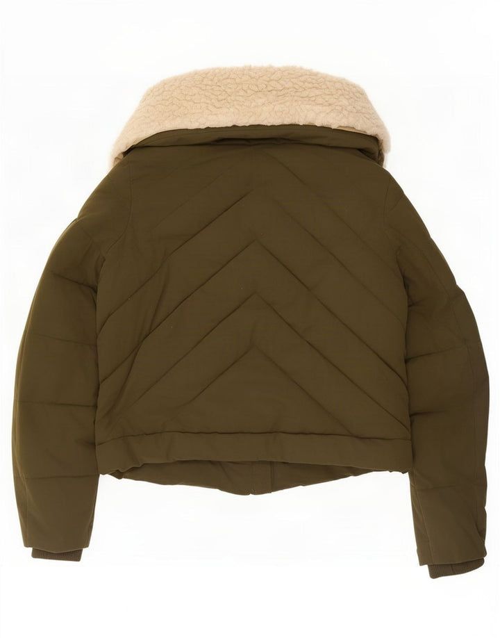 Zara Damen Wattierte Jacke UK 14 Medium Khaki Polyester
