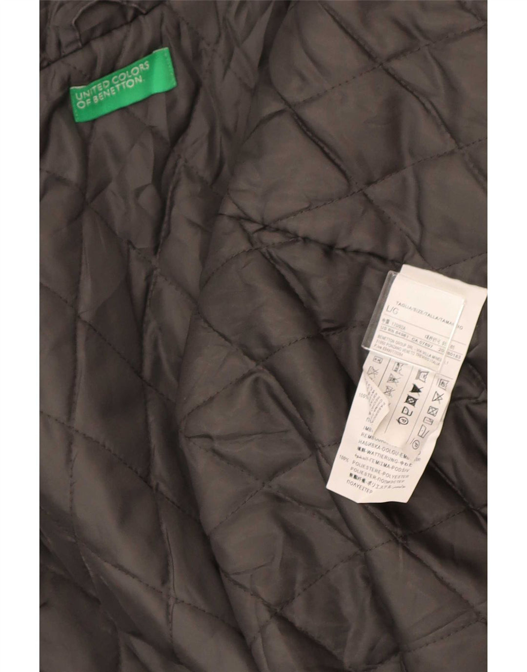 Benetton Damen-Parkajacke mit Kapuze, UK 40, Größe L, graue Baumwolle