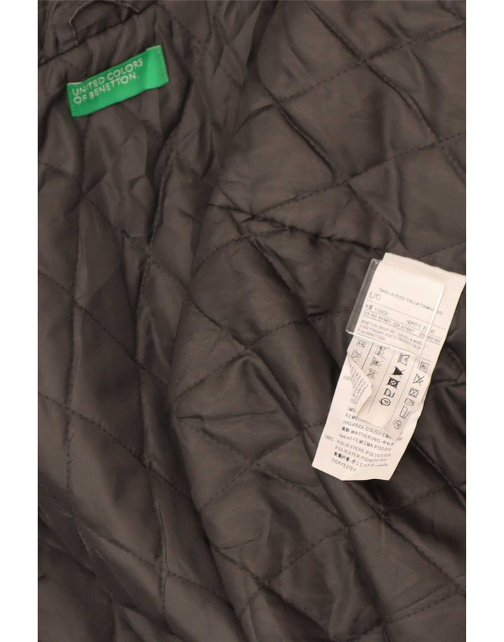 Benetton Damen-Parkajacke mit Kapuze, UK 40, Größe L, graue Baumwolle