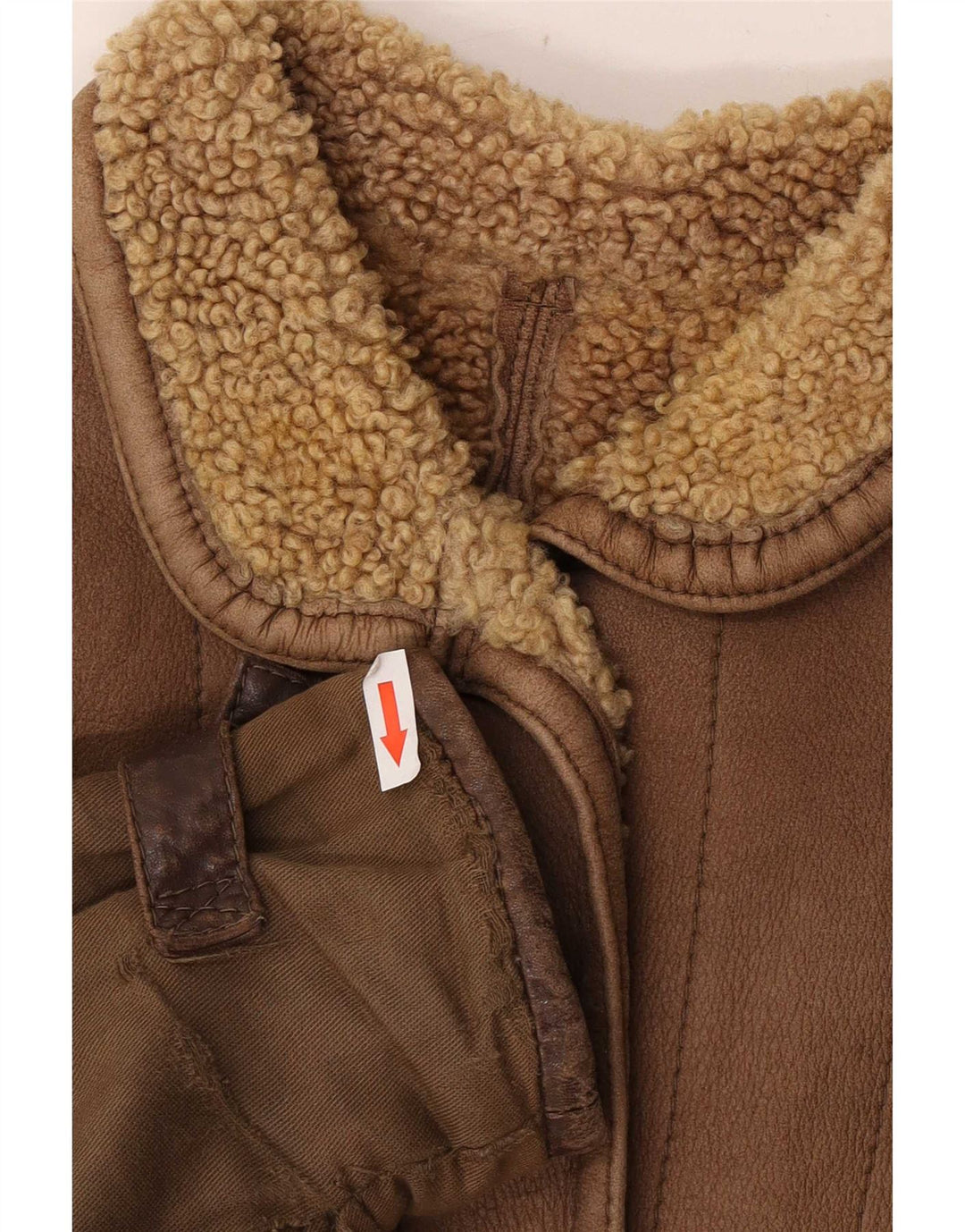 Vintage Damen Sherpa Übergroße Lederjacke IT 46 Large Braun