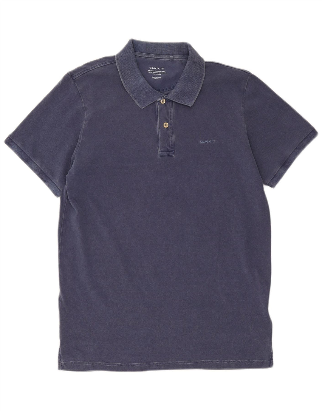 Gant Herren-Poloshirt aus mittelblauer, marineblauer Baumwolle