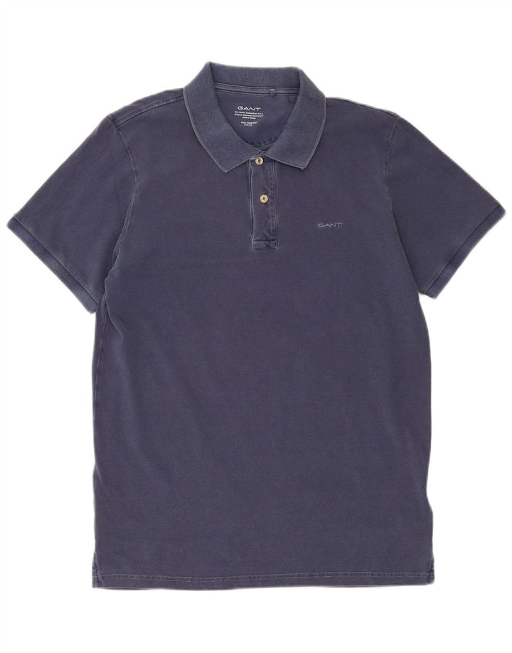 Gant Herren-Poloshirt aus mittelblauer, marineblauer Baumwolle