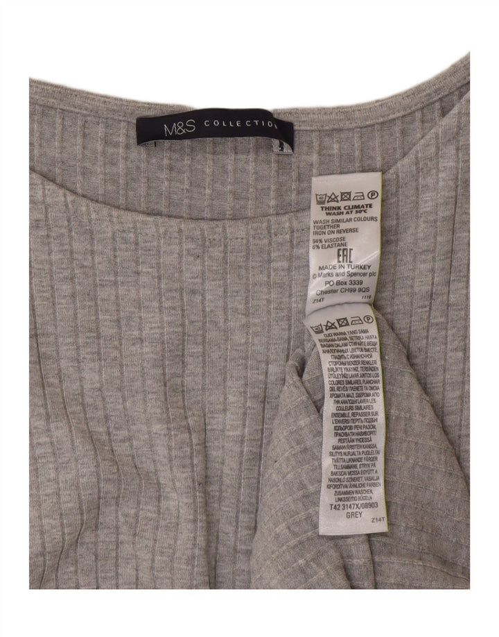 Marks & Spencer Damen Ärmelloses, figurbetontes Kleid UK 12 Mittelgraue Viskose