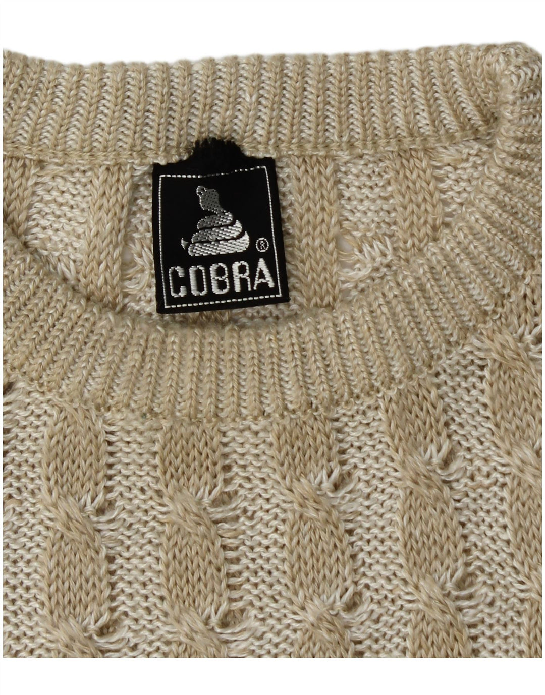COBRA Herren-Pullover mit Rundhalsausschnitt, IT 50, mittleres Beige, Patchwork