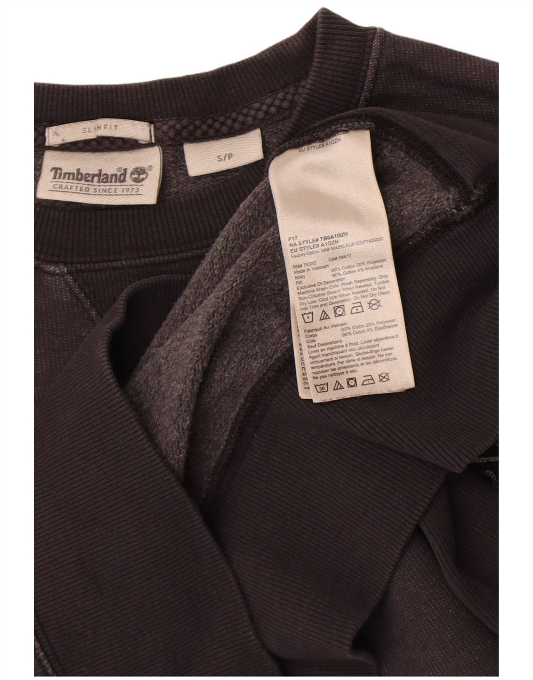 Timberland Herren Graphic Slim Fit Sweatshirt Pullover Small Schwarz Baumwolle