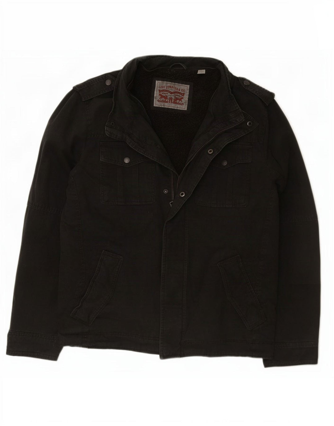 Levi's Herren Militär Sherpa Jacke UK 40 Large Schwarz