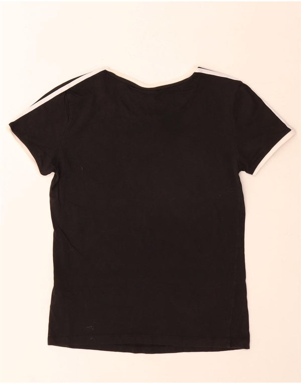 Adidas Damen T-Shirt Top UK 10 Small Schwarz Baumwolle