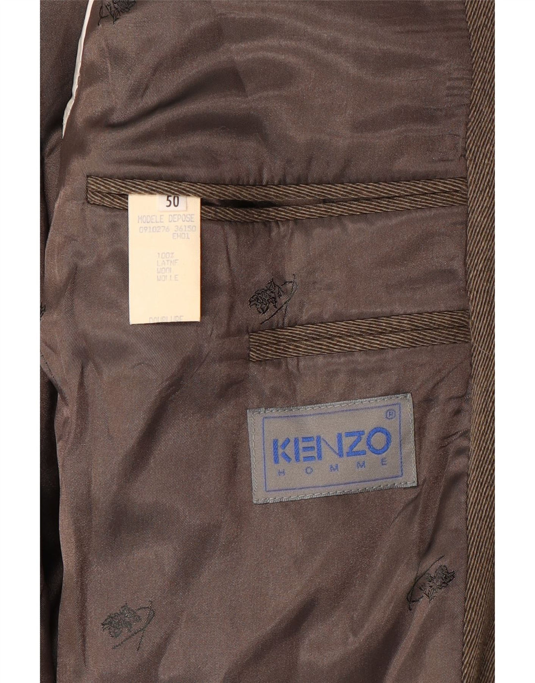 Kenzo Herren-Blazer mit 3 Knöpfen, IT 50, große braune Wolle