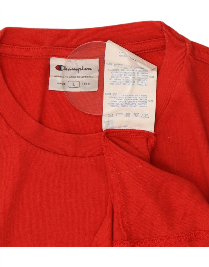 CHAMPION Herren-T-Shirt mit Grafik, Größe L, aus roter Baumwolle