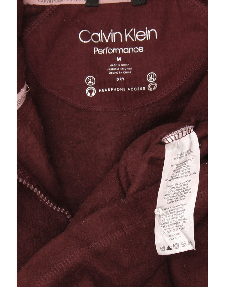 Calvin Klein Damen Graphic Fleece Jacke UK 14 Medium Burgund Polyester