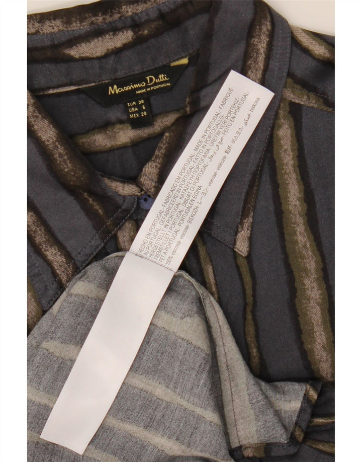 Massimo Dutti Damen-Oversize-Hemd, EU 38, kleine grau gestreifte Viskose