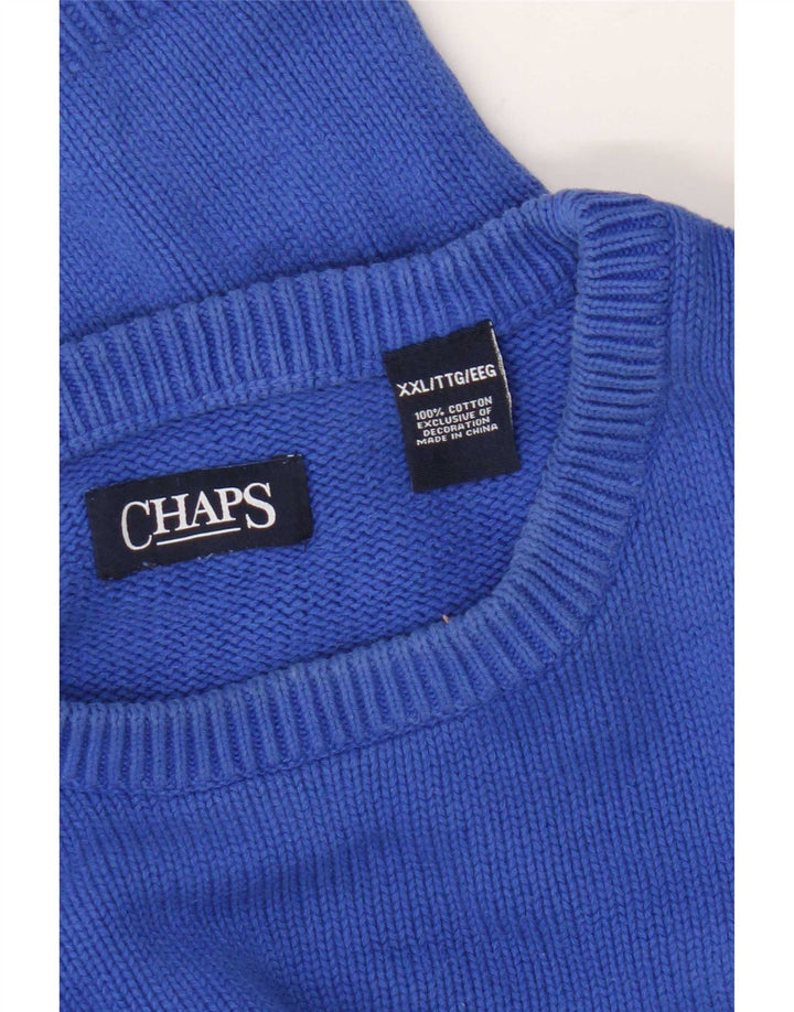 Chaps Herren-Pullover mit U-Boot-Ausschnitt, 2XL, blaue Baumwolle