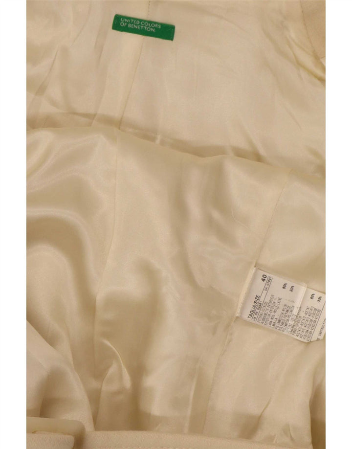 Benetton Damen Zweireihiger Mantel IT 40 Small Beige Wolle
