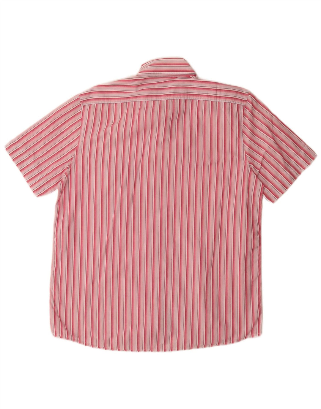 Benetton Herren-Kurzarmhemd, groß, rosa gestreift, Baumwolle