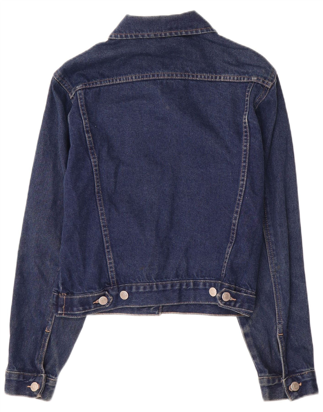 VINTAGE Damen Jeansjacke UK 12 Medium Marineblau