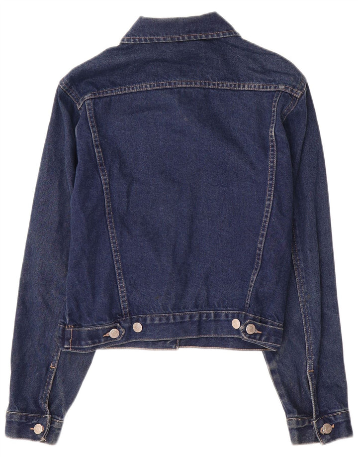 VINTAGE Damen Jeansjacke UK 12 Medium Marineblau