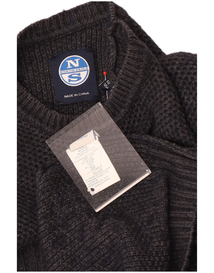 North Sails Herren-Pullover mit Rundhalsausschnitt, Größe S, graue Baumwolle