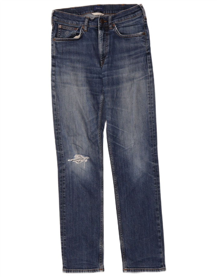 Gant Herren Distressed Slim Jeans W30 L32 Blaue Baumwolle
