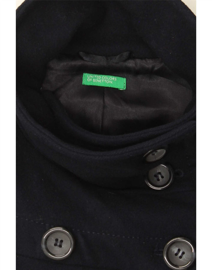 Benetton Zweireihiger Mantel für Mädchen, 9–10 Jahre, Marineblau