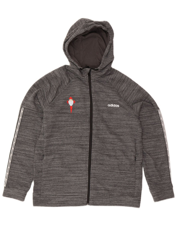 Adidas Damen Graphic Zip Hoodie Pullover UK 16/18 Große grau gestreifte Baumwolle