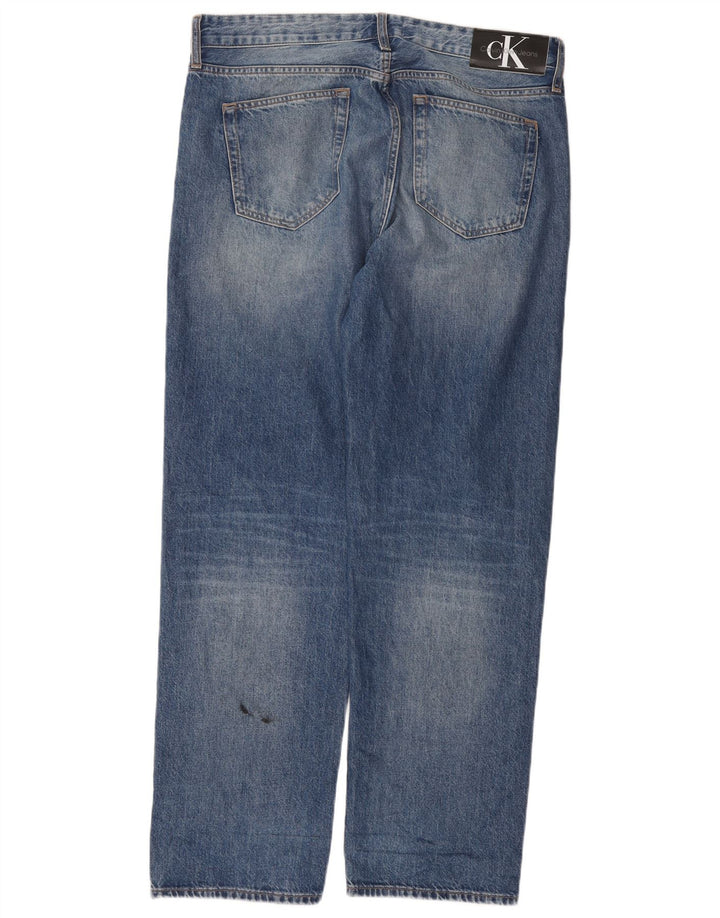Calvin Klein Herren Straight Jeans W33 L31 Blaue Baumwolle