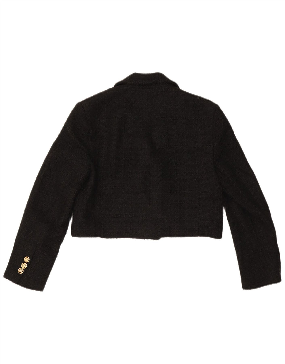 Zara Damen Crop Zweireiher Blazer Jacke UK 16 Large Schwarz Polyester