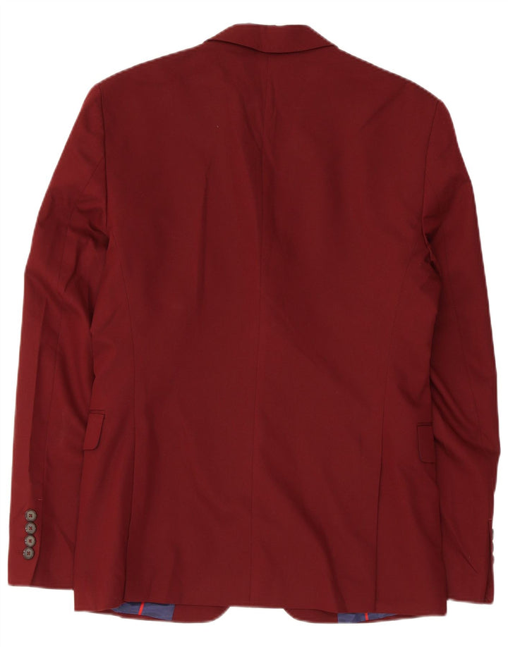 Zara Herren-Blazer mit 2 Knöpfen, EU 46, klein, Burgunderrot