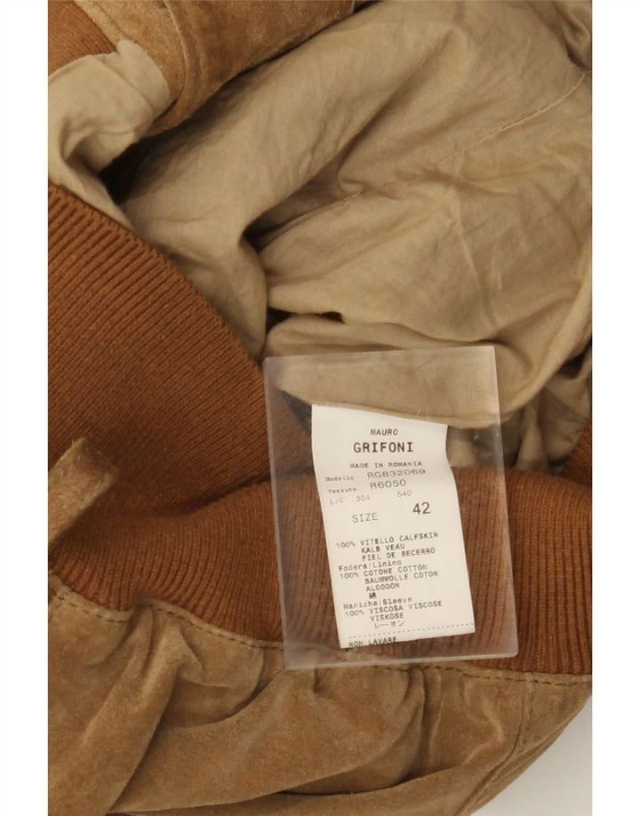 MAURO GRIFONI Damen Wildleder Bomberjacke IT 42 Mittelbraunes Leder