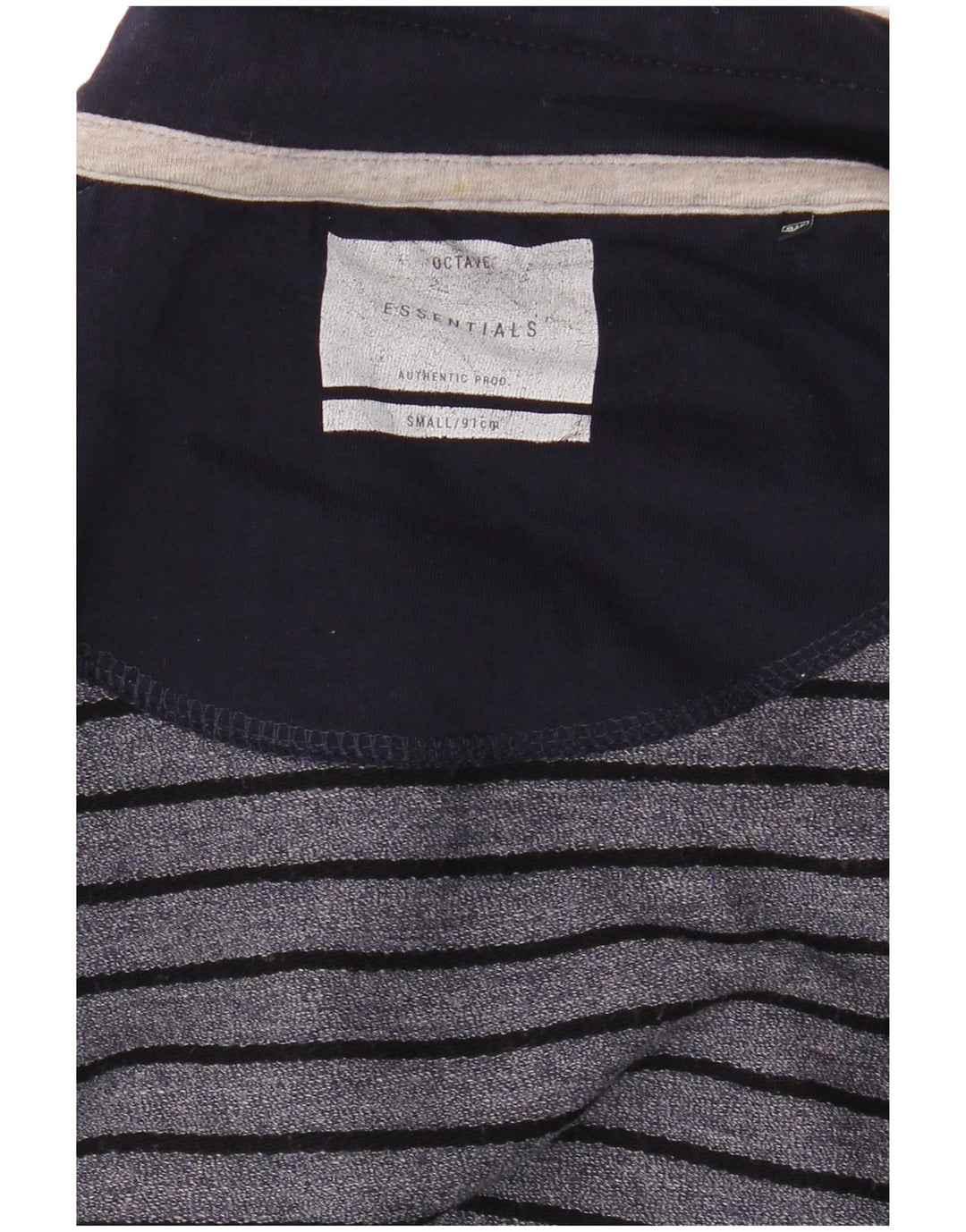 Essentials Herren-Top, langärmelig, klein, Marineblau gestreift
