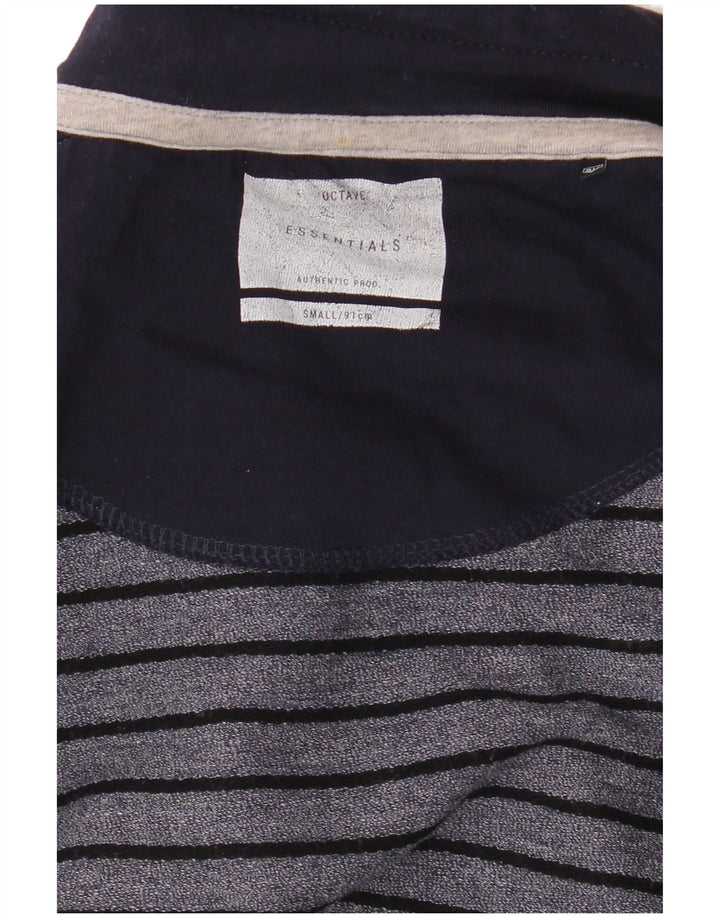 Essentials Herren-Top, langärmelig, klein, Marineblau gestreift
