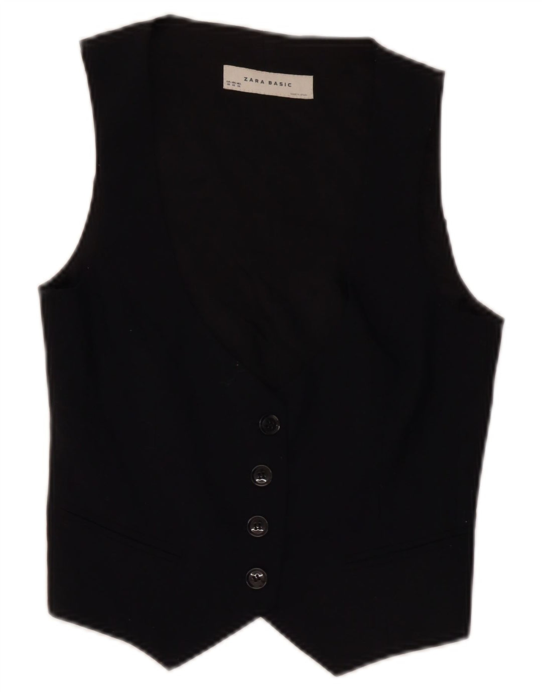 Zara Damen Weste UK 6 XS Schwarz Polyester