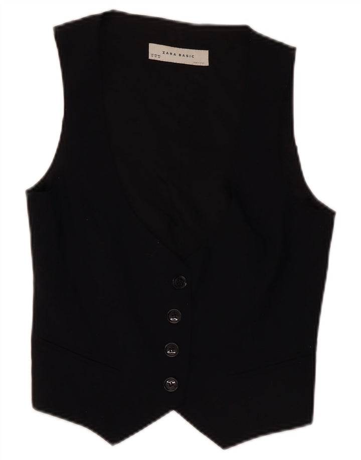 Zara Damen Weste UK 6 XS Schwarz Polyester