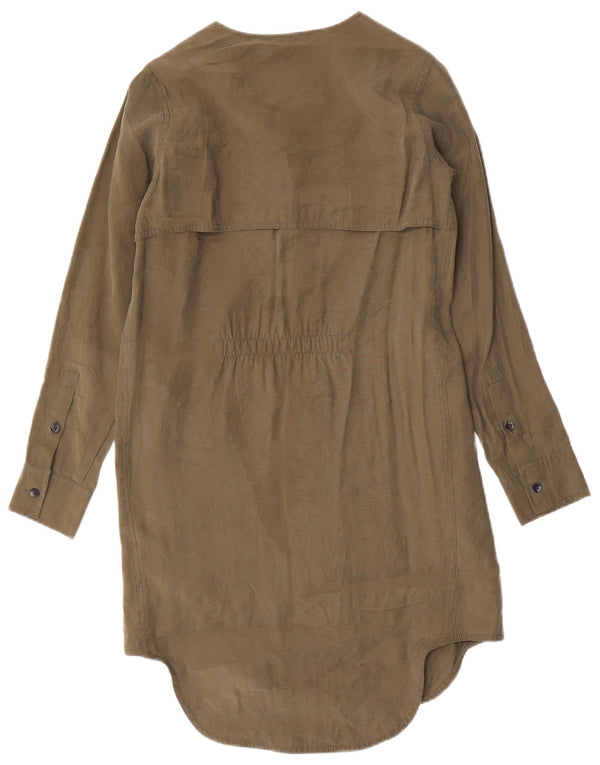 Calvin Klein Jeans Womens Oversized Shirt Dress UK 6 XS Khaki Polyester