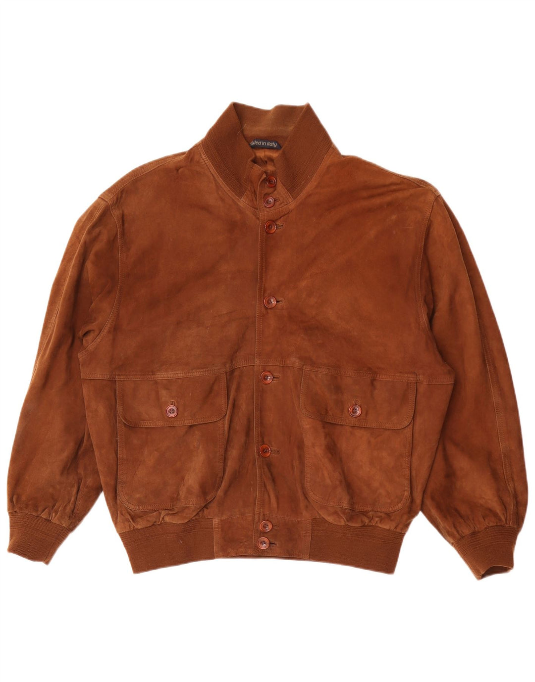 Essebi Herren-Bomberjacke aus Wildleder mit lockerer Passform, EU 46, kleines braunes Leder