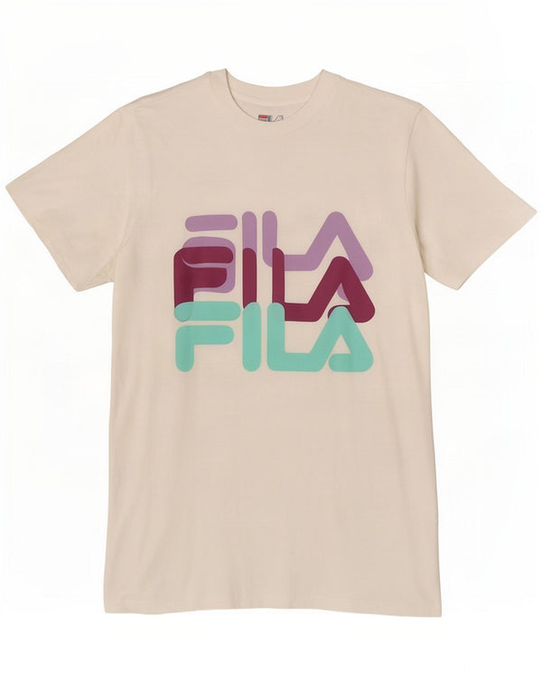 Fila Damen Graphic Loose Fit T-Shirt-Kleid UK 2 2XS Weiße Baumwolle