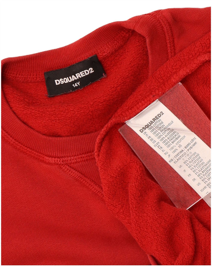 DSQUARED2 Jungen-Sweatshirt mit Grafik, 13–14 Jahre, rote Baumwolle