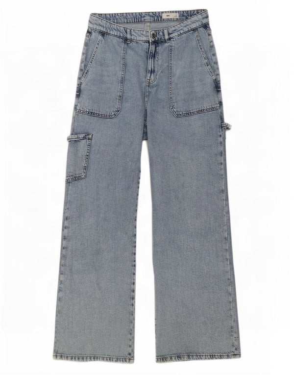 Marks & Spencer Damen-Jeans mit hoher Taille und weitem Bein, UK 12, Mittel W32 L32, Blau
