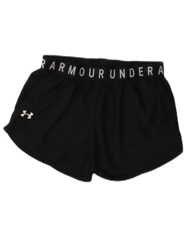 Under Armour Damen Heat Gear Graphic Sport Shorts UK 10 Small Schwarz