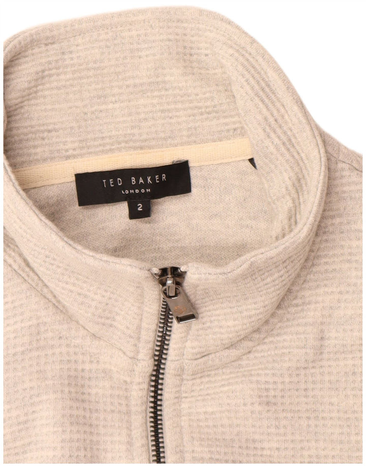 Ted Baker Herren-Sweatshirt mit Reißverschluss am Hals, Größe 2, klein, graue Baumwolle